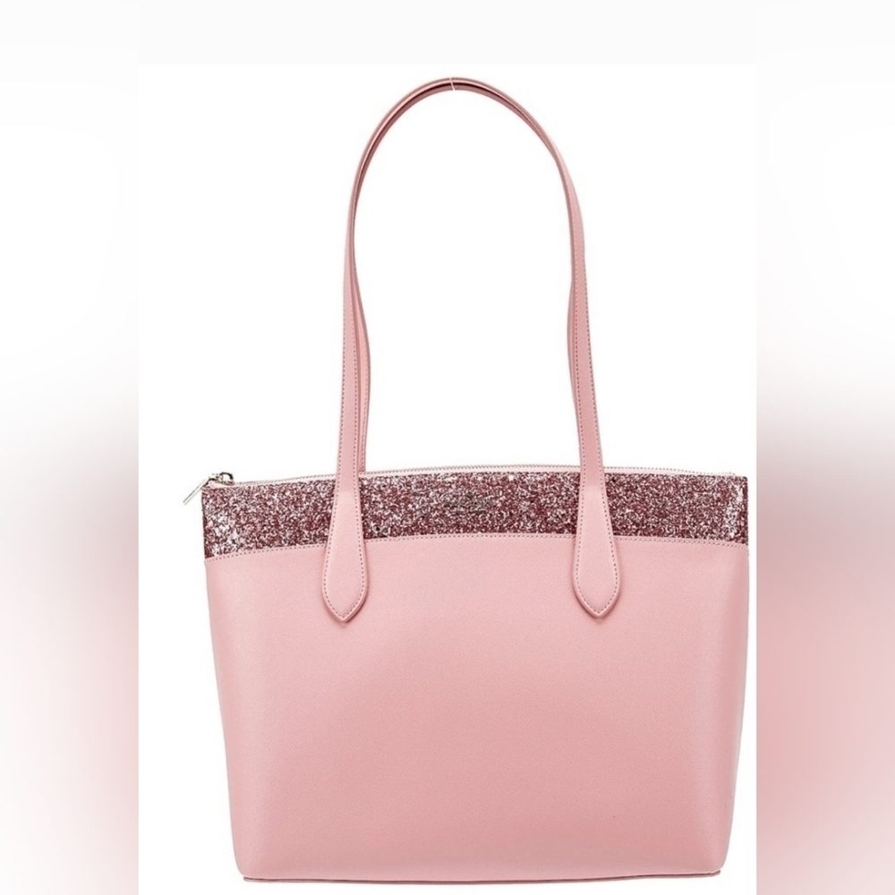 Train Day Feb 16th KS NWT Women's Greta Glitter Designer Tote Bag Purse Pink - Picture 2 of 9